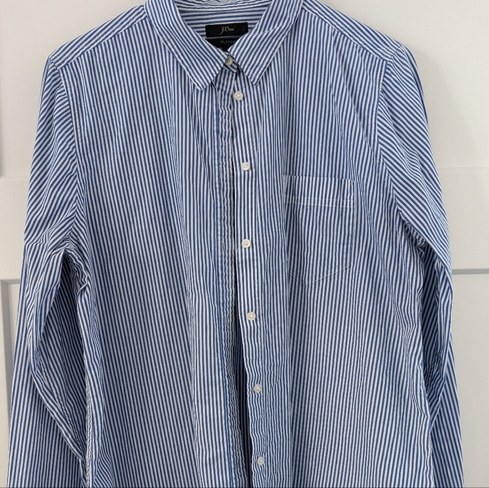 J.Crew Classic-fit crisp cotton poplin striped  shirt